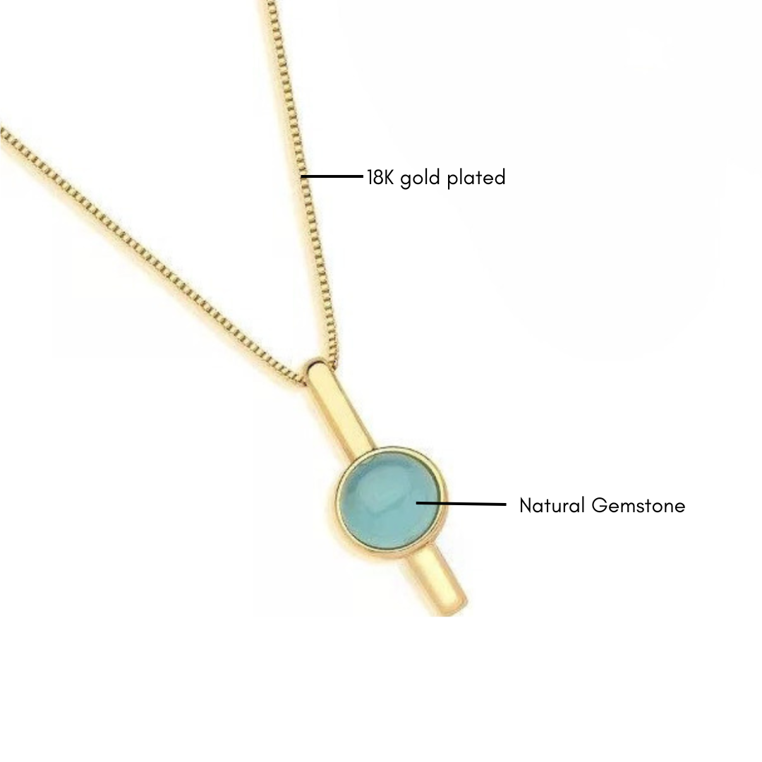 Minimalist Gemstone Long Necklace - Premium 18K Gold plated