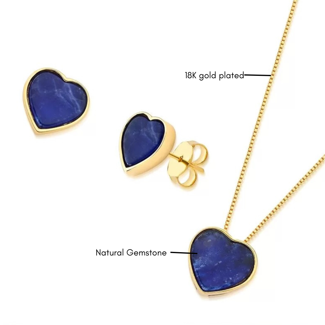 Love Heart Gemstone Set - Premium 18K Gold plated