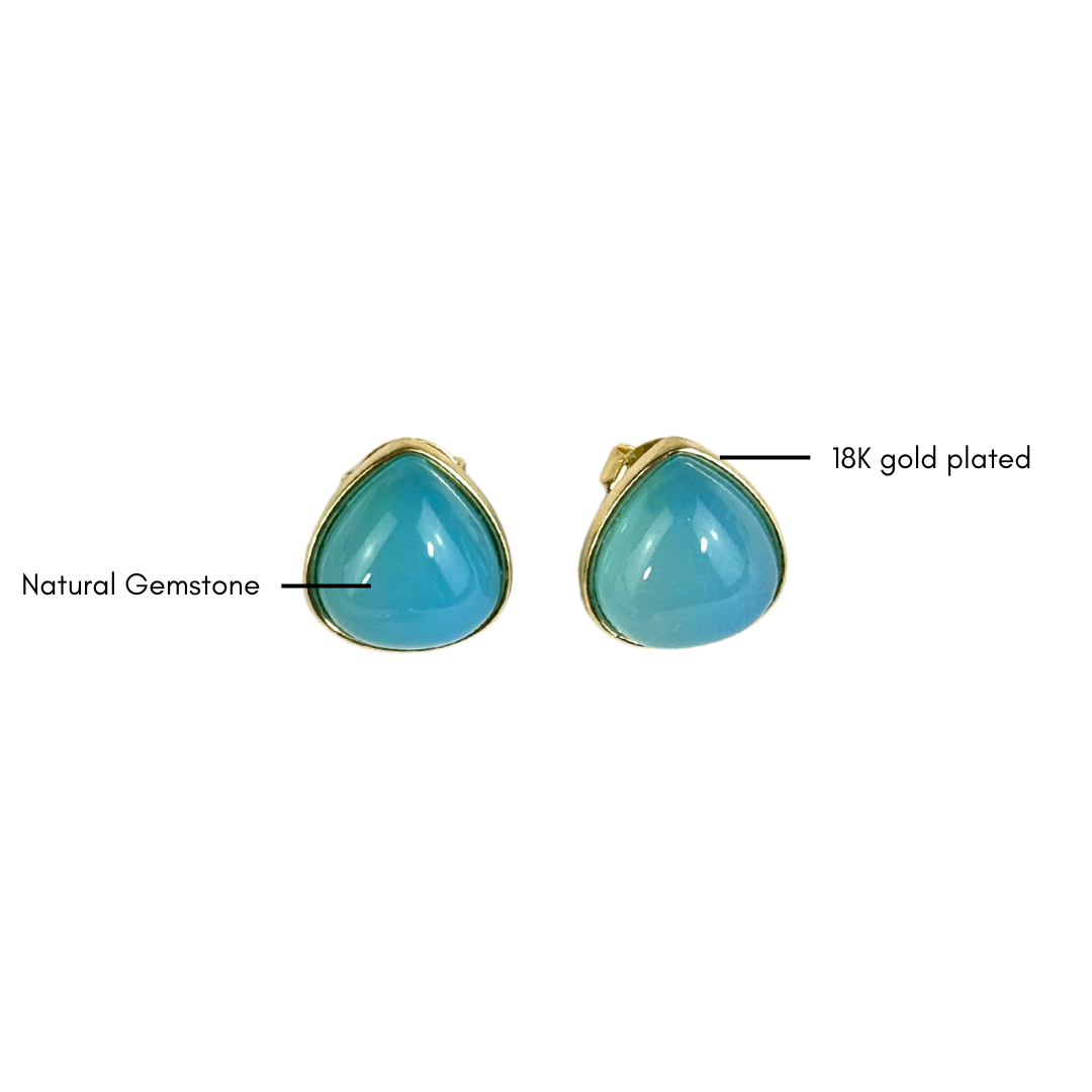 Gemstone Minimalist Teardrop Earrings - Premium 18K Gold plated