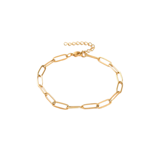 Waterproof Golden Paperclip Chain Bracelet -  Tarnish-Free, Hypoallergenic  - 18cm