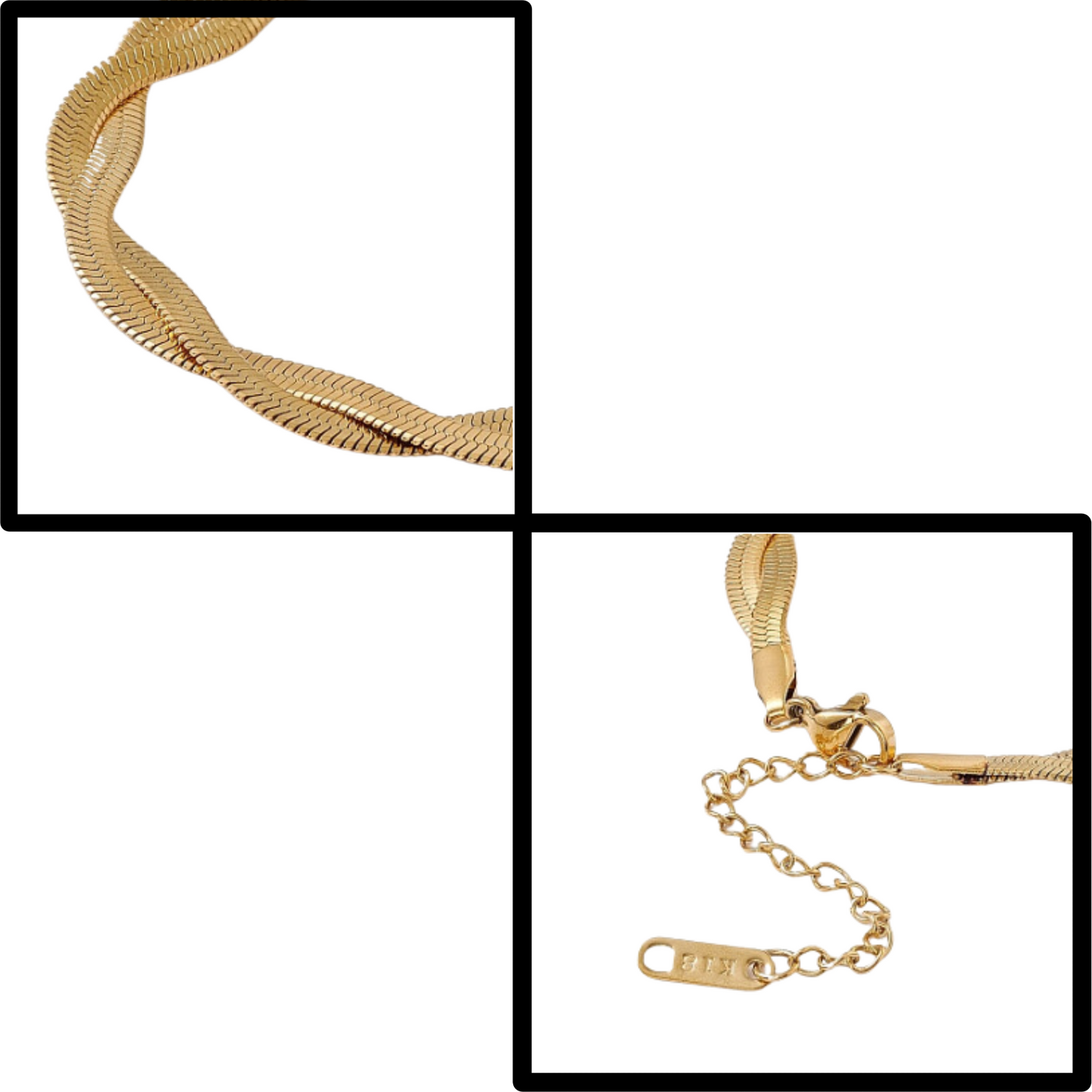 Waterproof Golden Twist Rope Chain Bracelet - Tarnish-Free, Hypoallergenic, 17cm