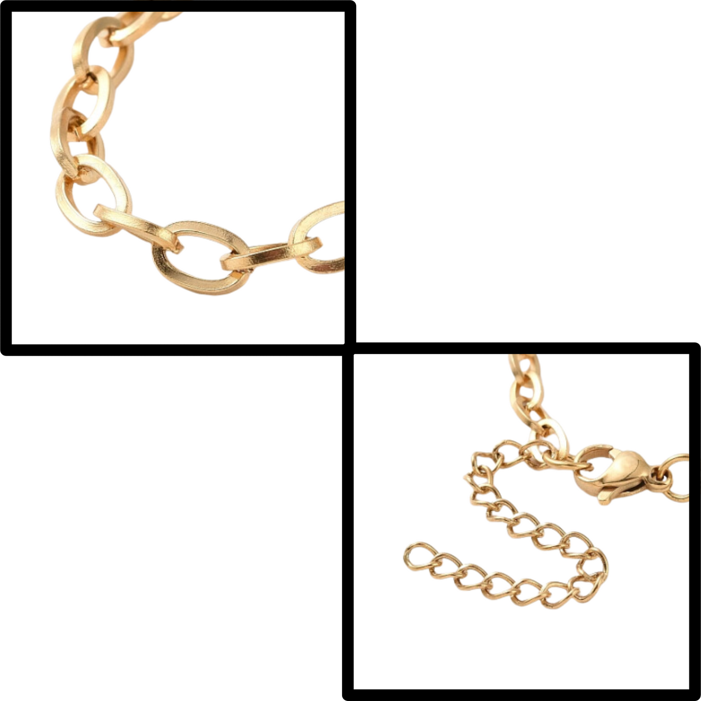 Waterproof Cable Chain Bracelet for Women - Tarnish-Free, Hypoallergenic, 17.5cm