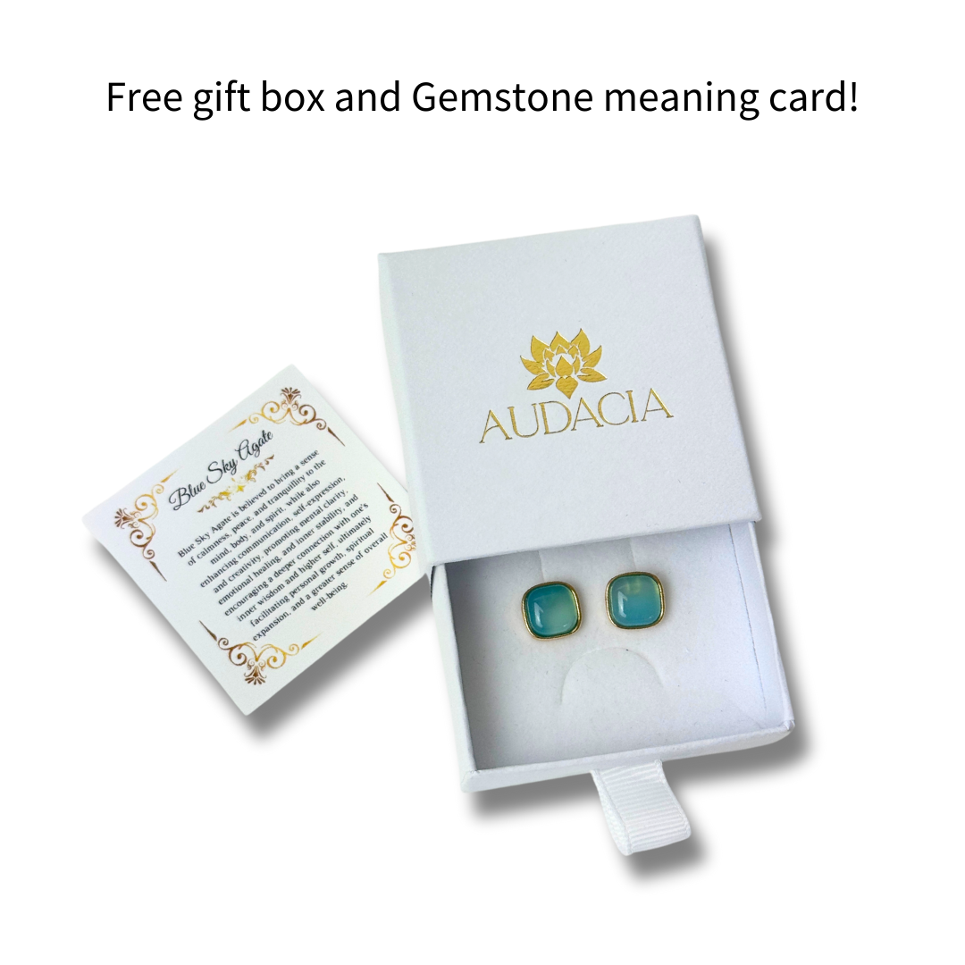 Minimalist Gemstone Square Earrings - Premium 18K Gold plated