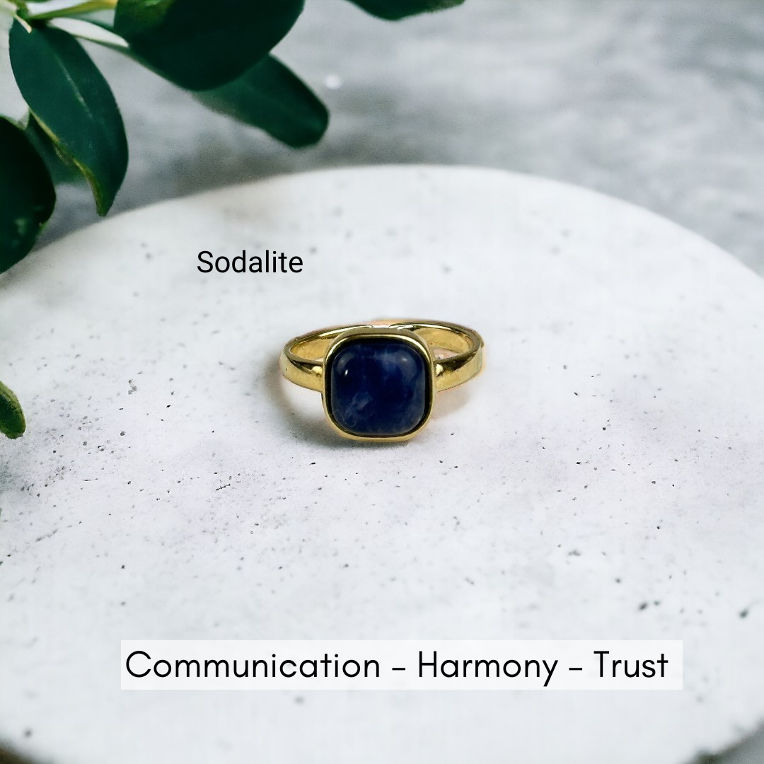 Minimalist Gemstone Square Ring - Premium 18K Gold plated