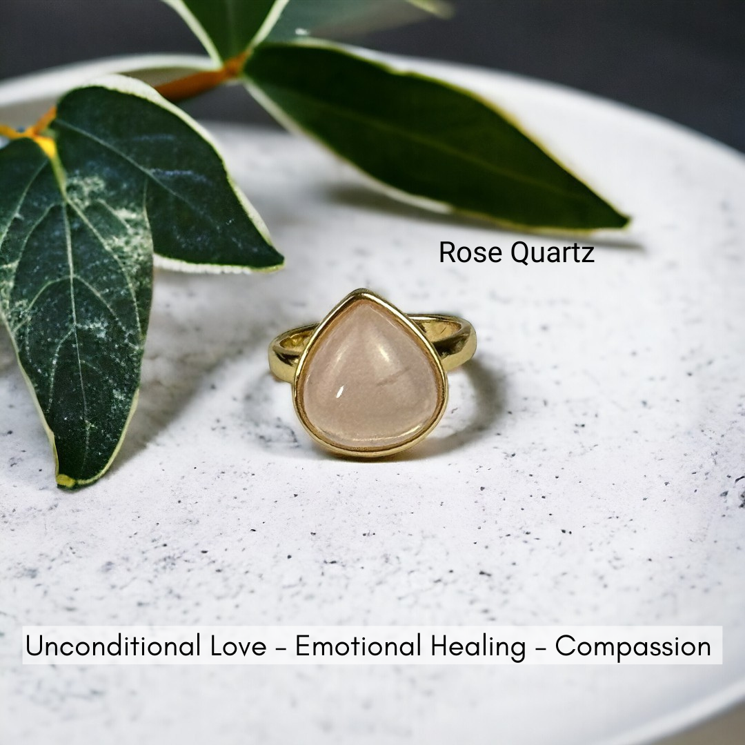 Minimalist Gemstone Teardrop Ring - Premium 18K Gold plated