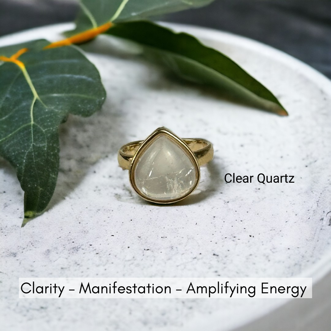 Minimalist Gemstone Teardrop Ring - Premium 18K Gold plated