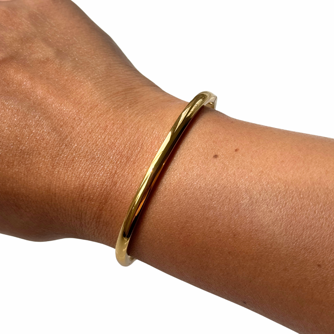 Waterproof Golden Smooth Hinged Bangles - Tarnish-Free, Hypoallergenic