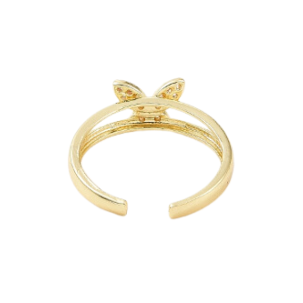 Elegant Butterfly Open Cuff Ring – 18k Gold Plated, Sparkling Cubic Zirconia