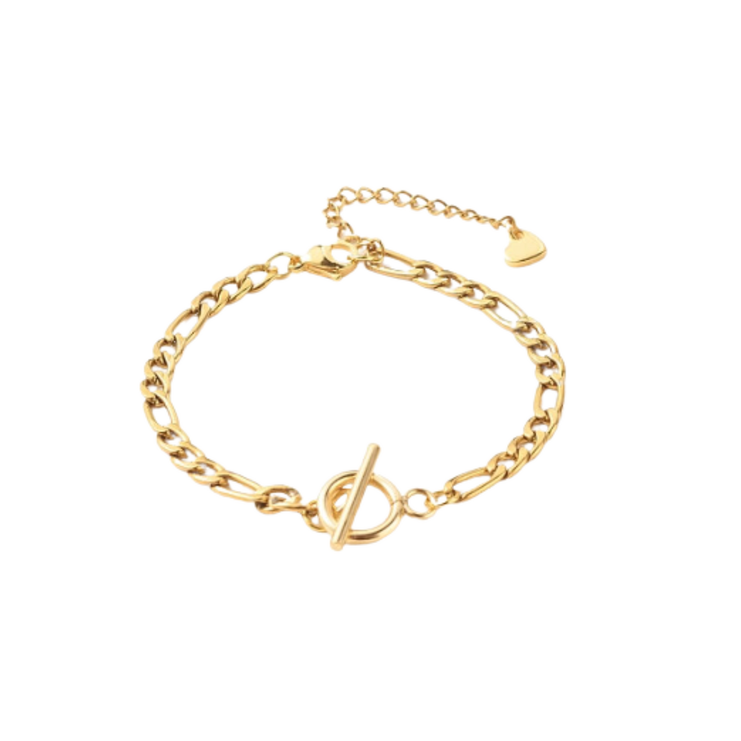 Waterproof Figaro Chain Bracelet with Toggie Clasp - Tarnish-Free, Hypoallergenic, 18cm, for Women