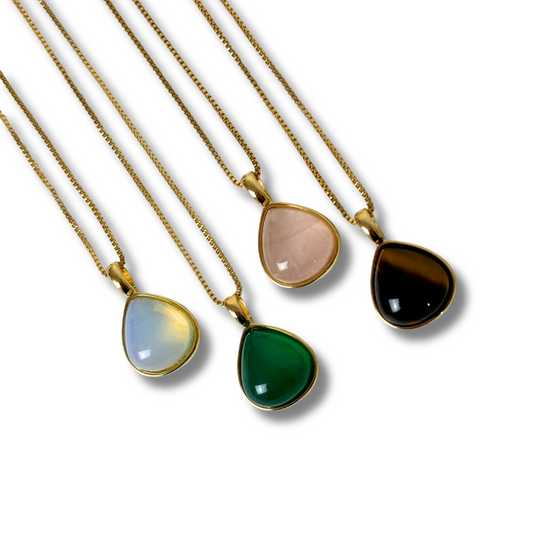 Minimalist Gemstone Teardrop Necklace - Premium 18K Gold plated