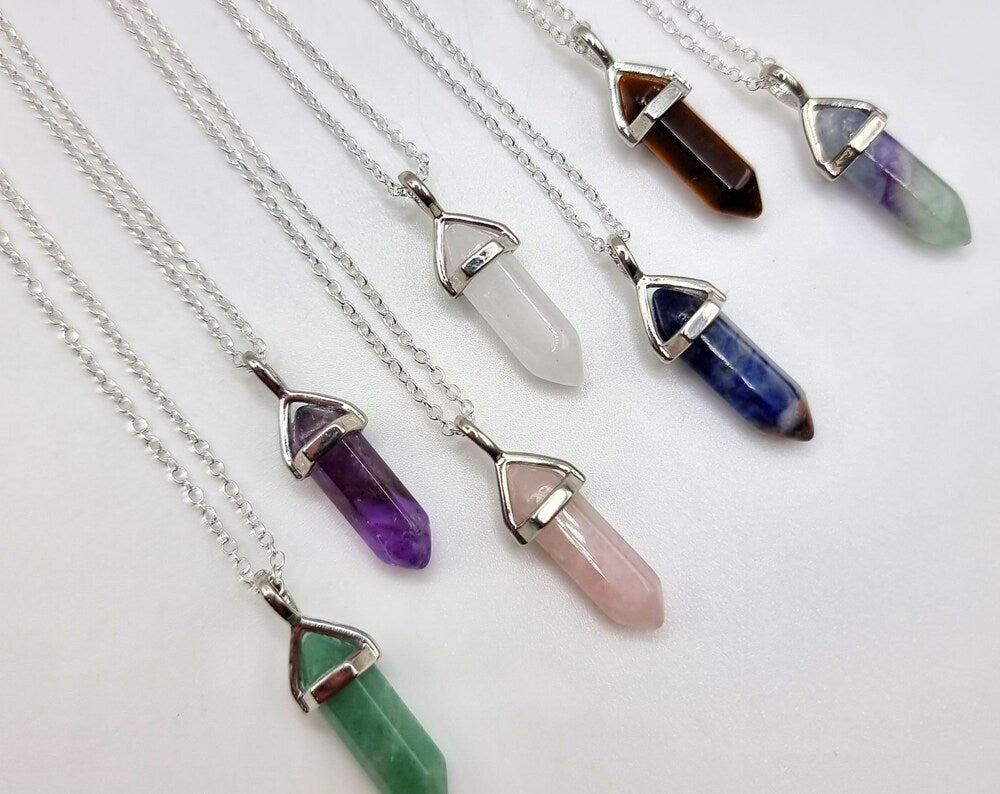 Natural Crystal Point Necklace. Crystal Necklace. Gemstone Necklace.