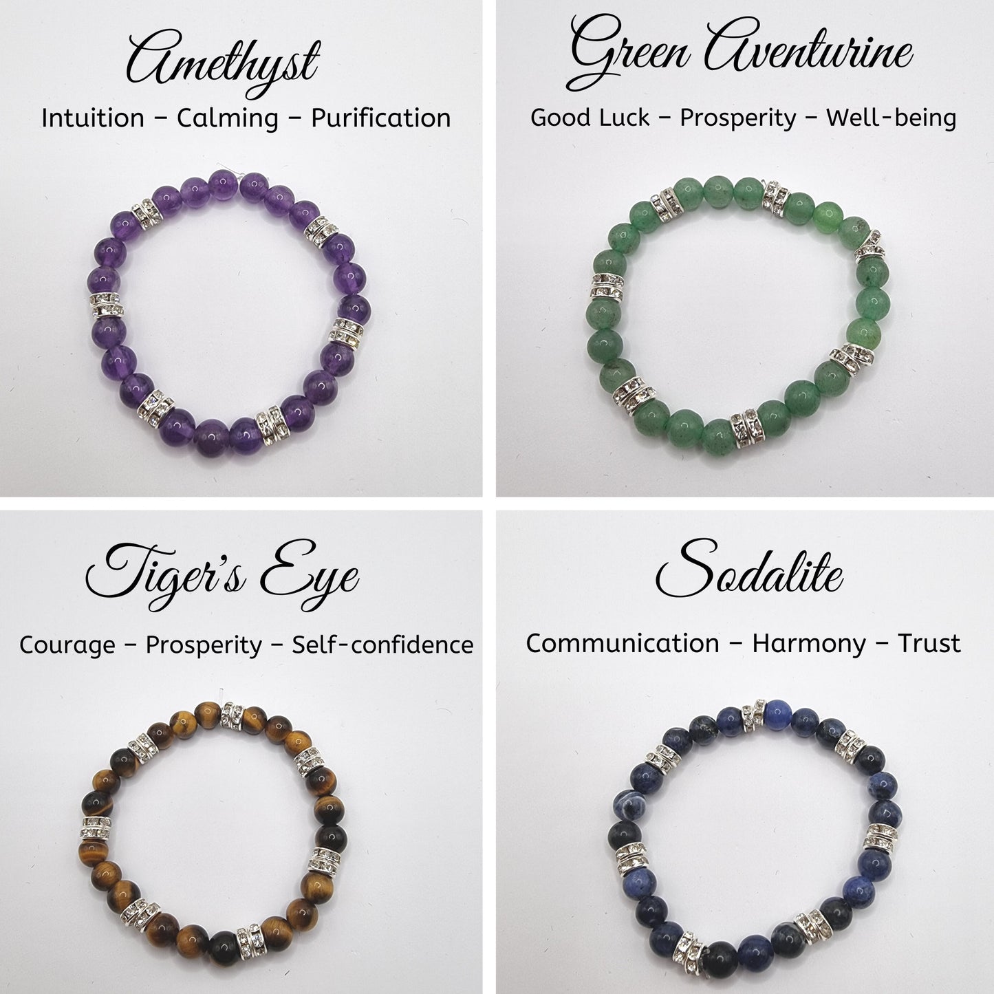 Healing Crystal Bracelet. Natural Gemstone Bead Bracelet .Stretch Bracelet.