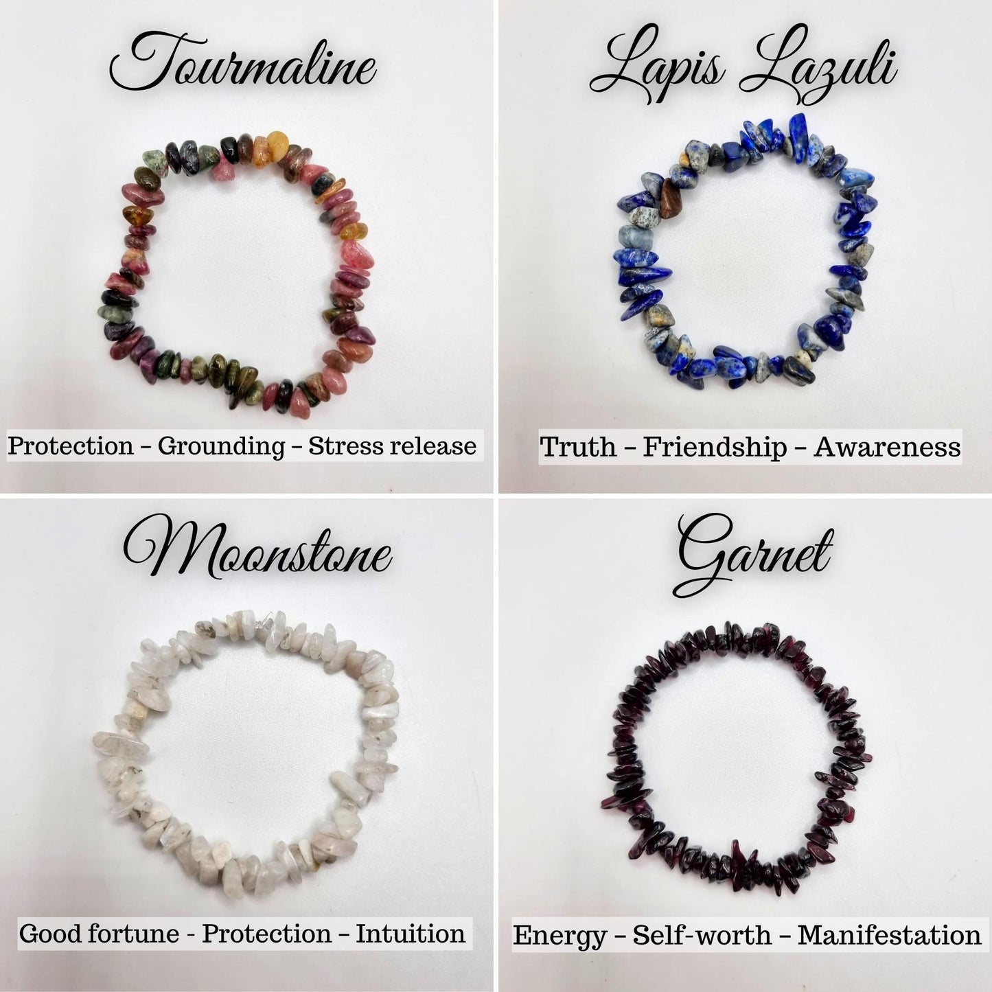 Natural Crystal Bracelet 6.5". Crystal Chip Bracelet. Gemstone bracelet. Healing Crystal.