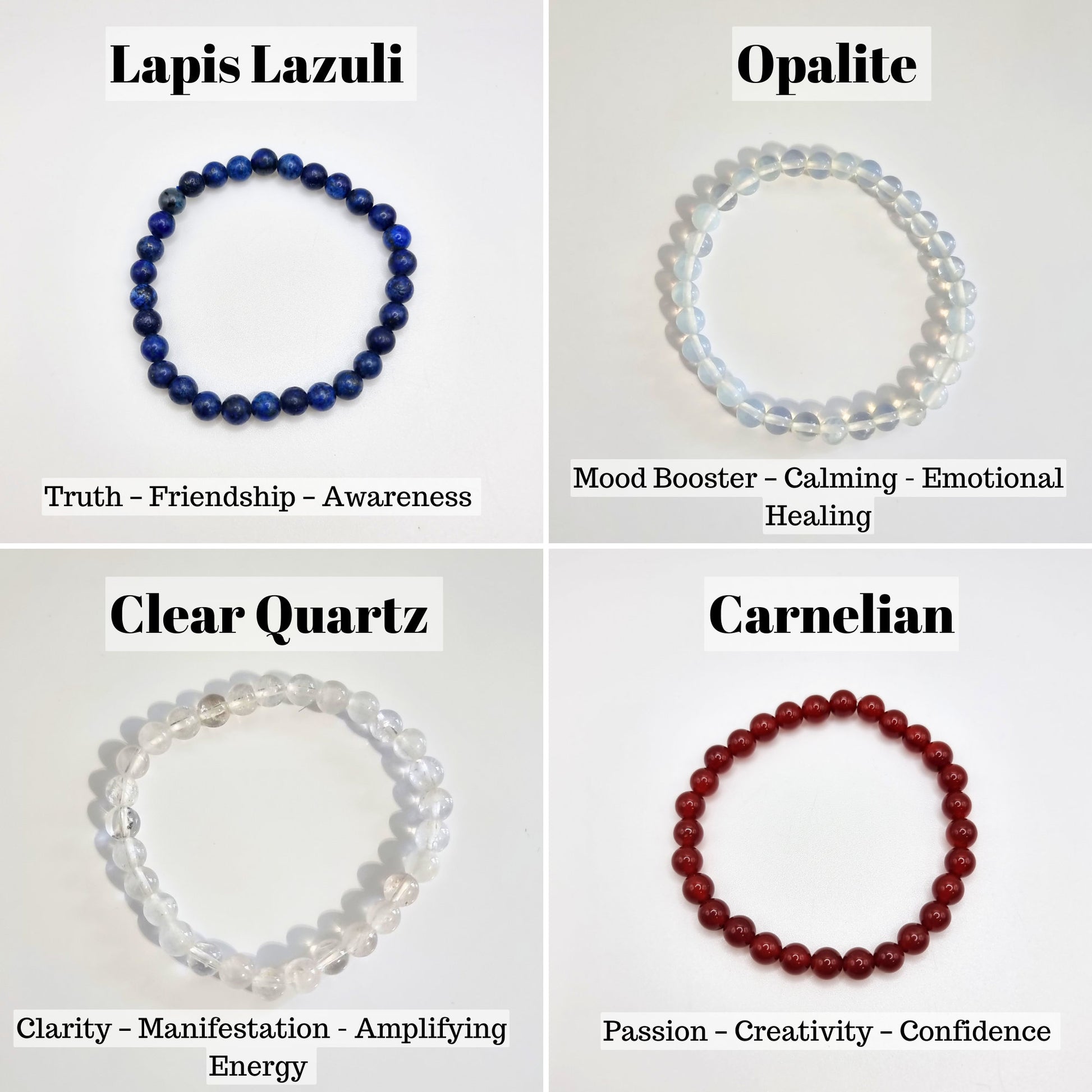 Natural Crystal Bracelet approx. 7". Healing Crystals. Gemstone Bead Bracelet . Stretch Bracelet.