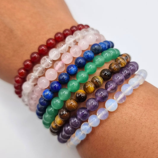 Natural Crystal Bracelet approx. 7". Healing Crystals. Gemstone Bead Bracelet . Stretch Bracelet.