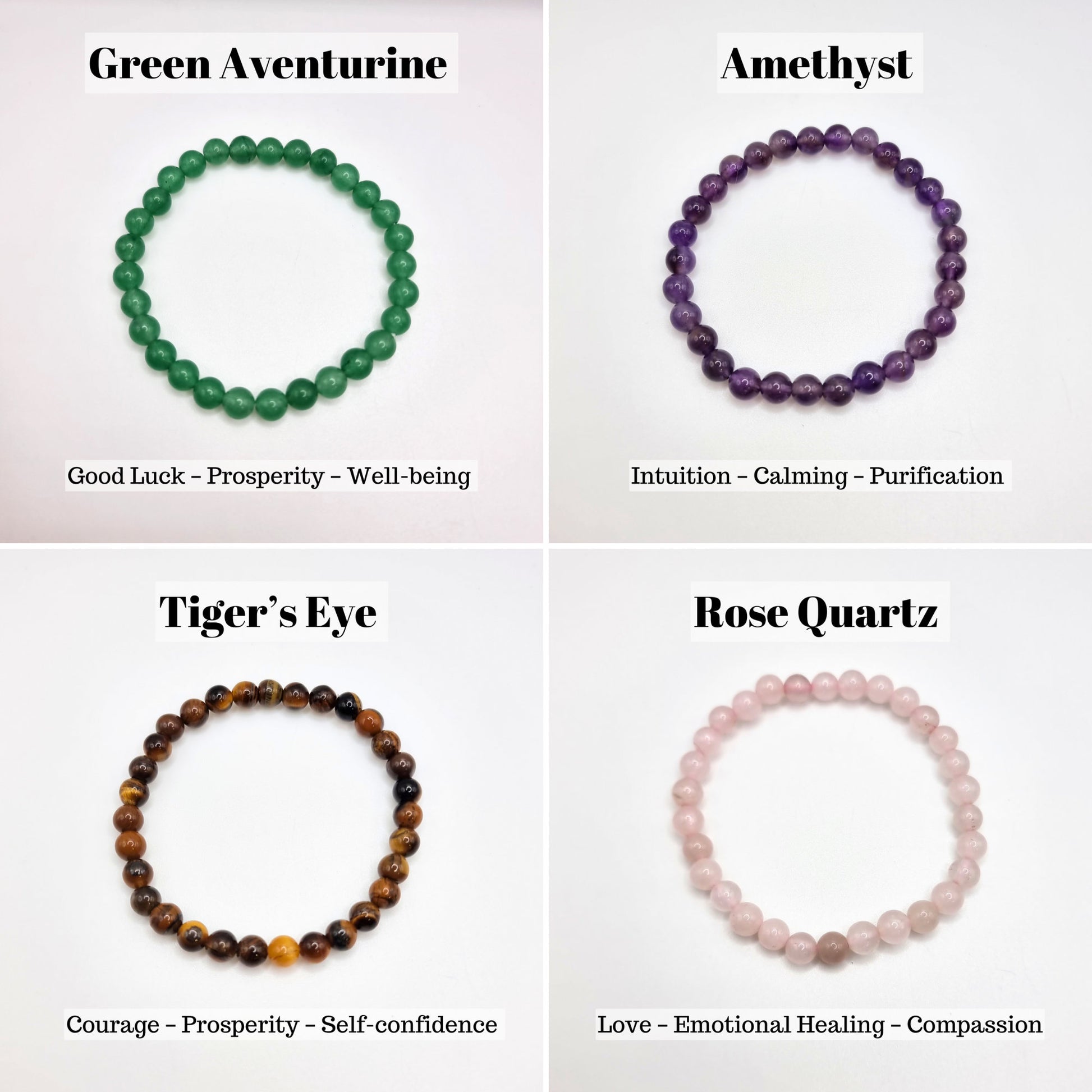 Natural Crystal Bracelet approx. 7". Healing Crystals. Gemstone Bead Bracelet . Stretch Bracelet.