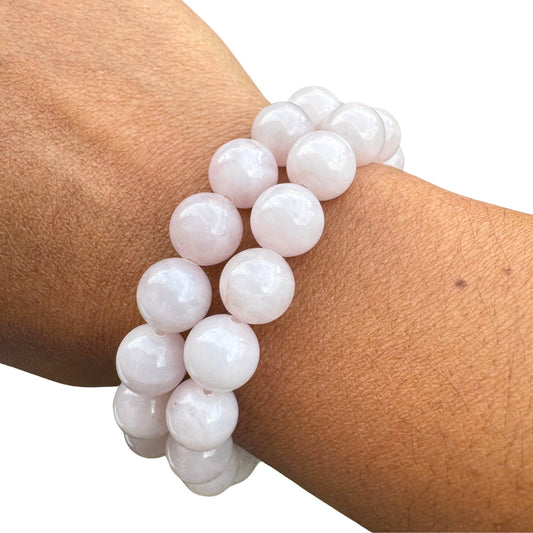 Genuine Rose Quartz Bracelet, Large Bead 12mm, 7 inch, Crystal Bracelet, Emotional Healing and Love Stone.