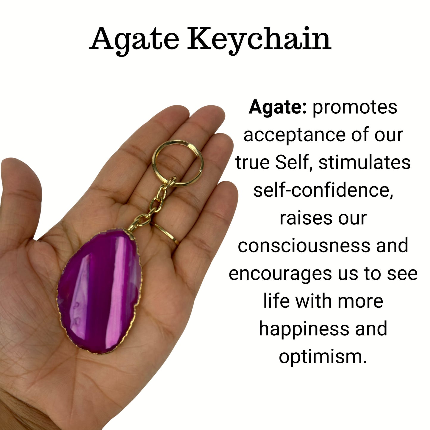 Agate Keychain, Agate Keyring, Natural Agate, Crystal Gift.