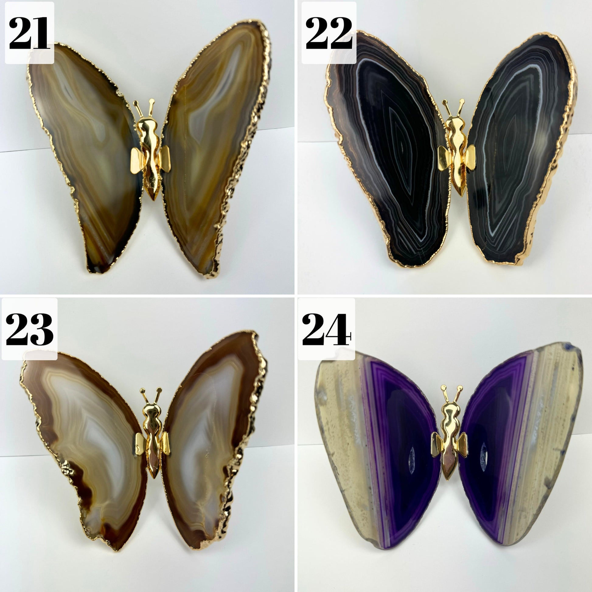 XLARGE Natural Agate Butterfly, Gold Agate Butterfly, Crystal Gift, Crystal Ornaments, Healing Crystals.