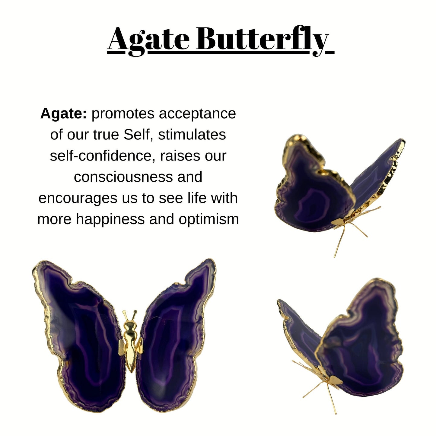 XLARGE Natural Agate Butterfly, Gold Agate Butterfly, Crystal Gift, Crystal Ornaments, Healing Crystals.