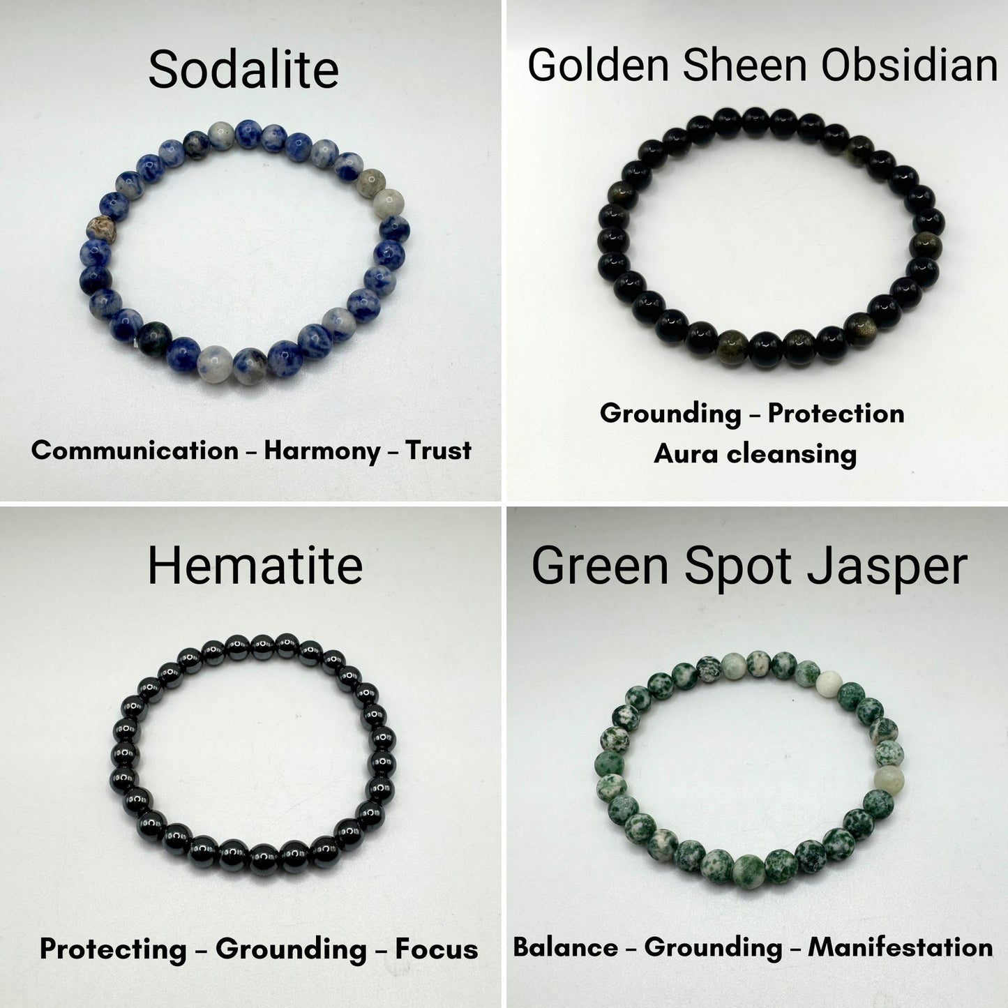 Natural Crystal Bracelet approx. 7". Healing Crystals. Gemstone Bead Bracelet . Stretch Bracelet.