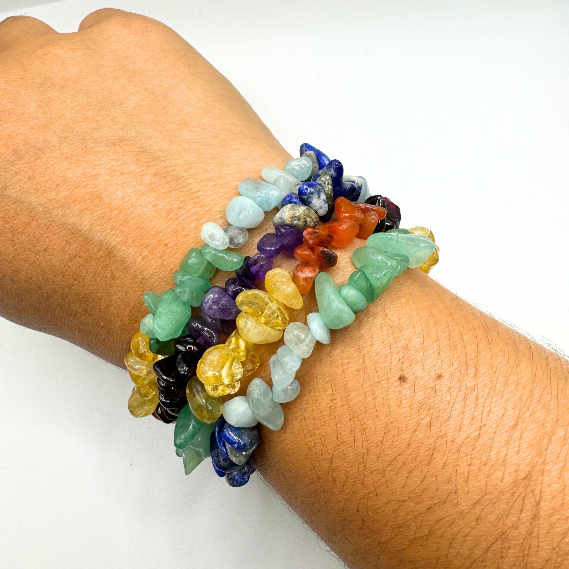 7 Chakra Bracelet. Healing Crystal Bracelet. Gemstone chip Stretch Bracelet