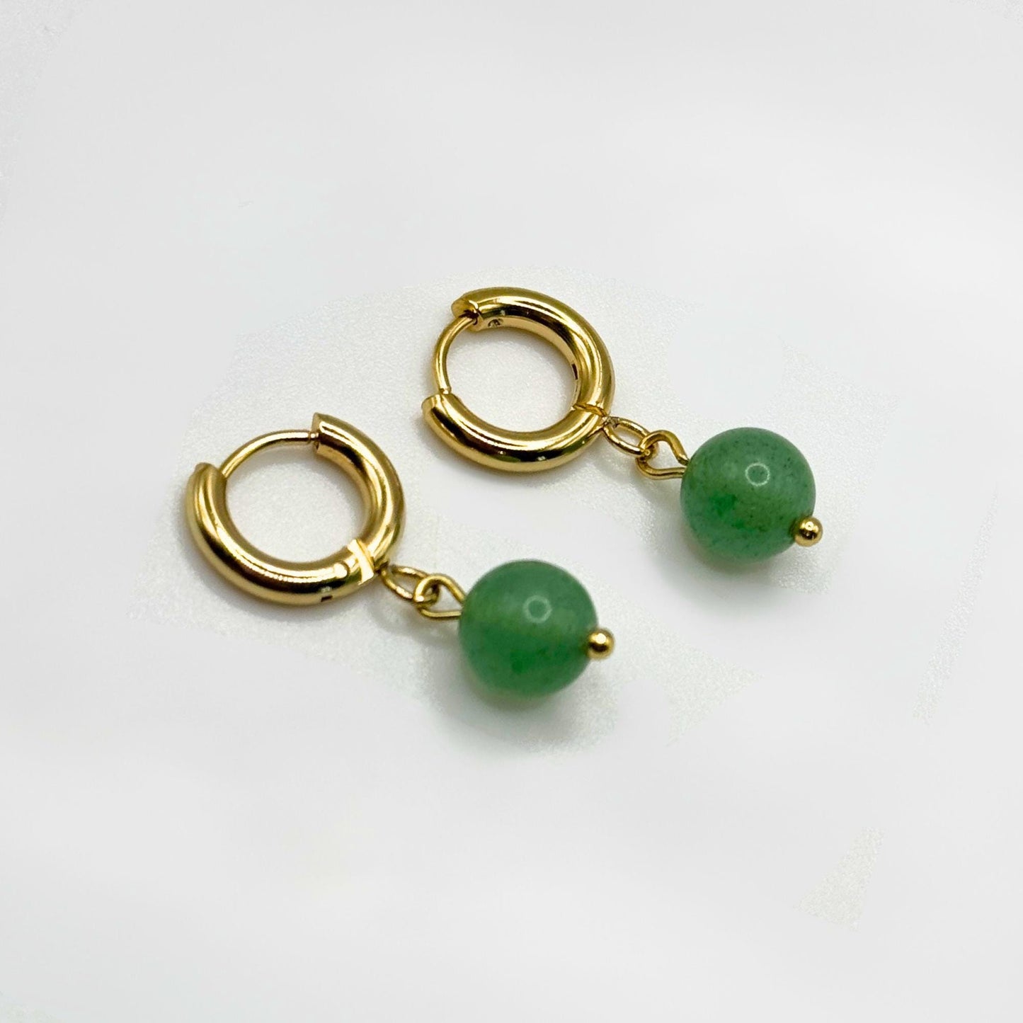 Gold Green Aventurine Earrings. Crystal Earrings. Gemstone Earrings. Gold Earrings. Minimalist Earrings.