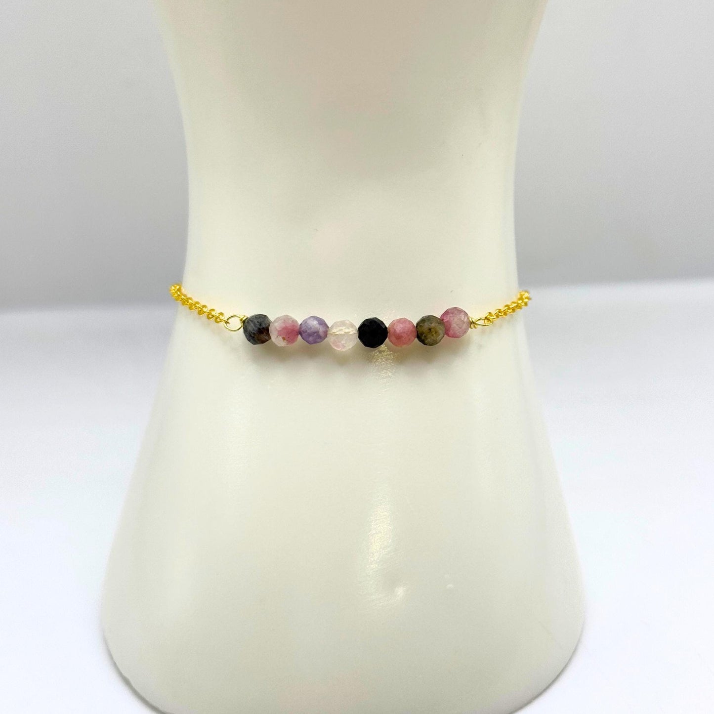 Tourmaline Bracelet. Natural Tourmaline Bracelet. Crystal Bracelet. Gemstone Bracelet. Birthstone Bracelet. Gold and Silver Bracelet.