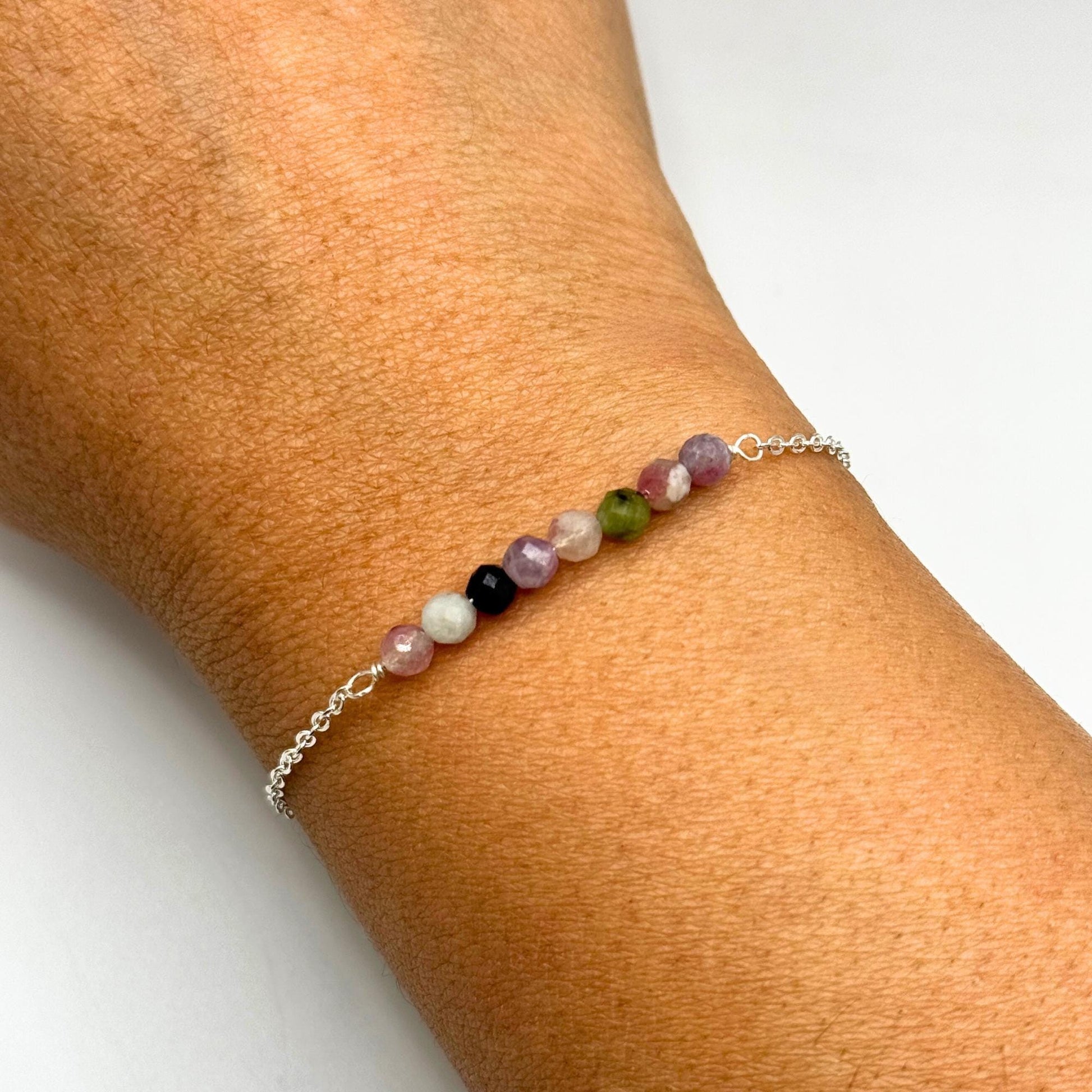 Tourmaline Bracelet. Natural Tourmaline Bracelet. Crystal Bracelet. Gemstone Bracelet. Birthstone Bracelet. Gold and Silver Bracelet.