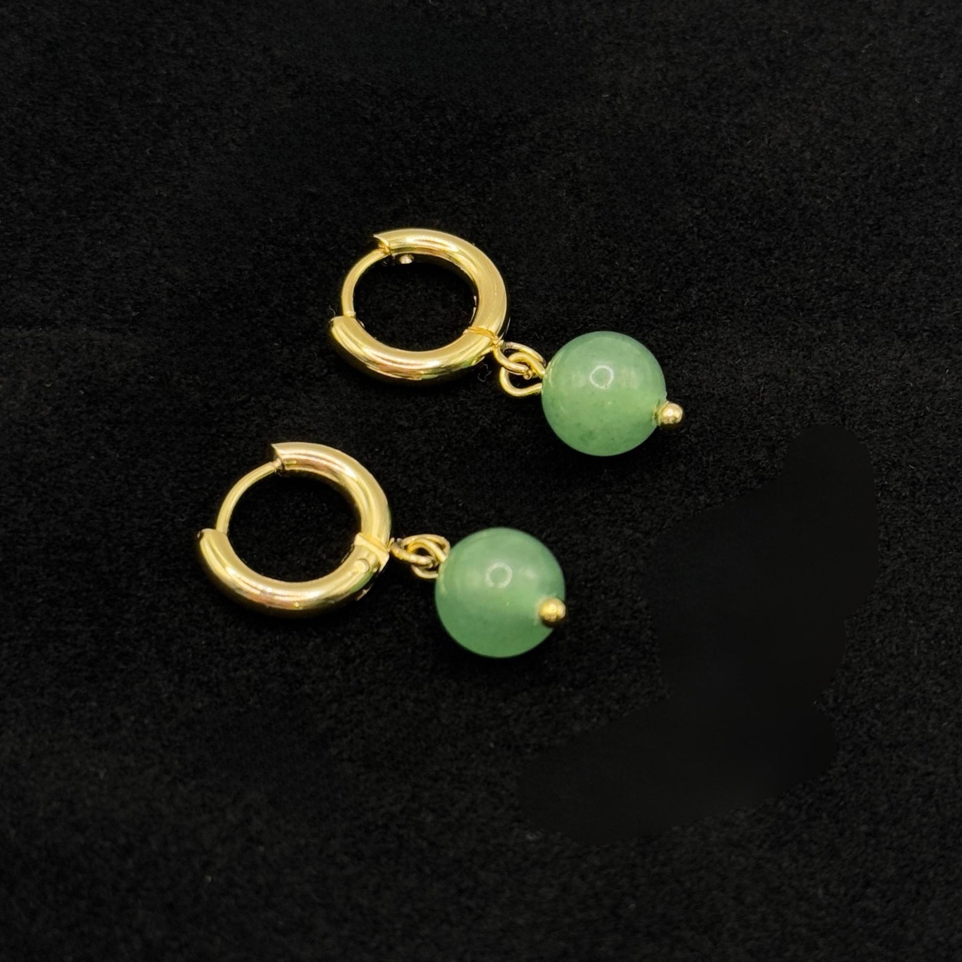 Gold Green Aventurine Earrings. Crystal Earrings. Gemstone Earrings. Gold Earrings. Minimalist Earrings.