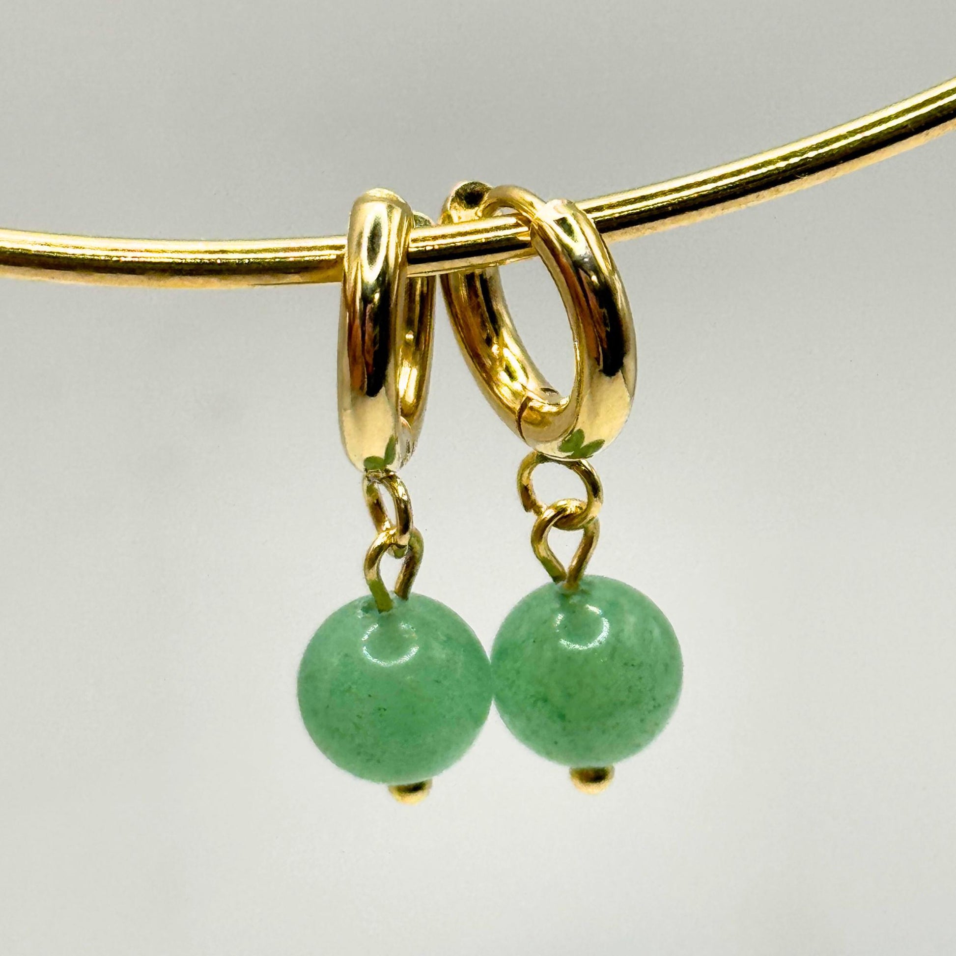 Gold Green Aventurine Earrings. Crystal Earrings. Gemstone Earrings. Gold Earrings. Minimalist Earrings.