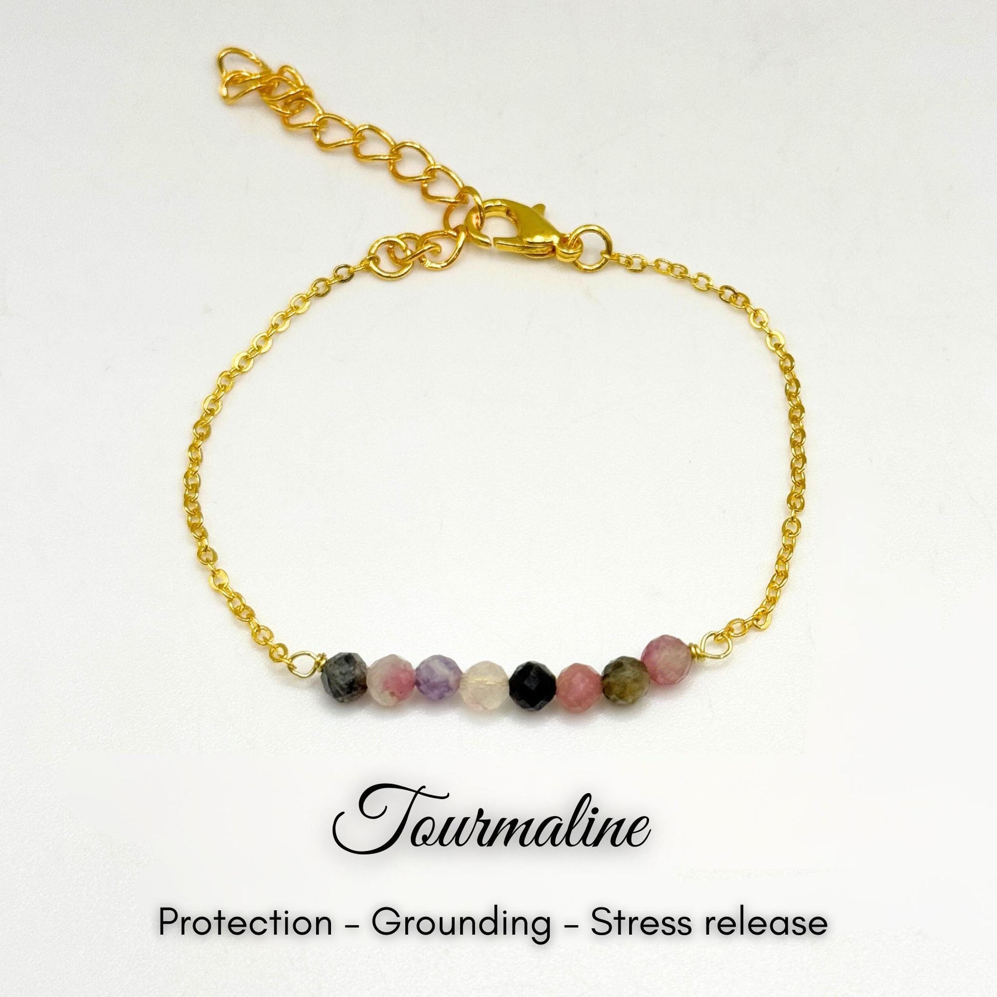 Tourmaline Bracelet. Natural Tourmaline Bracelet. Crystal Bracelet. Gemstone Bracelet. Birthstone Bracelet. Gold and Silver Bracelet.