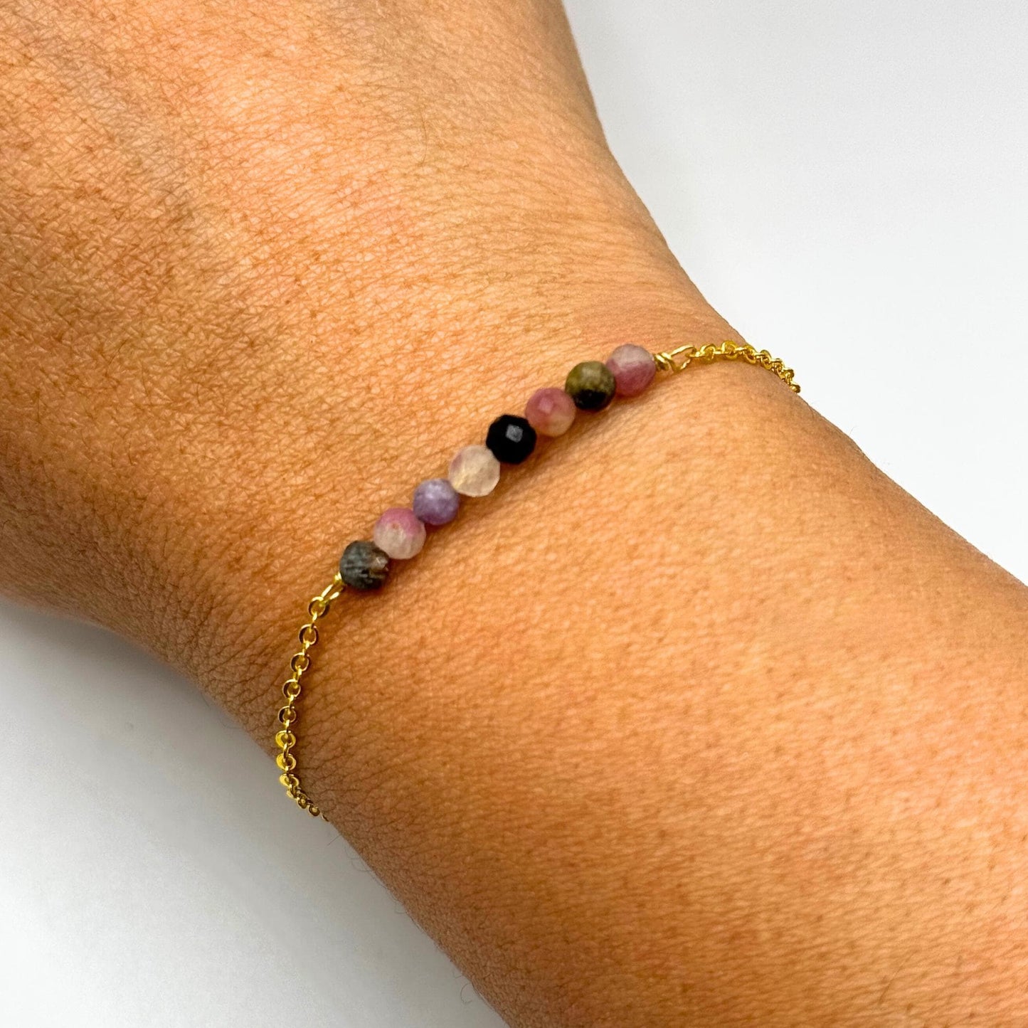 Tourmaline Bracelet. Natural Tourmaline Bracelet. Crystal Bracelet. Gemstone Bracelet. Birthstone Bracelet. Gold and Silver Bracelet.