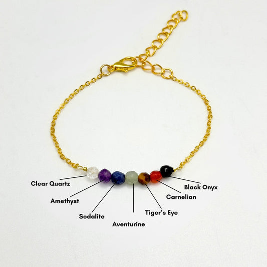 7 Chakra Bracelet. Crystal Bracelet. Gemstone Bracelet. Handmade Bracelet. Gold and Silver Bracelet. Minimalist bracelet.